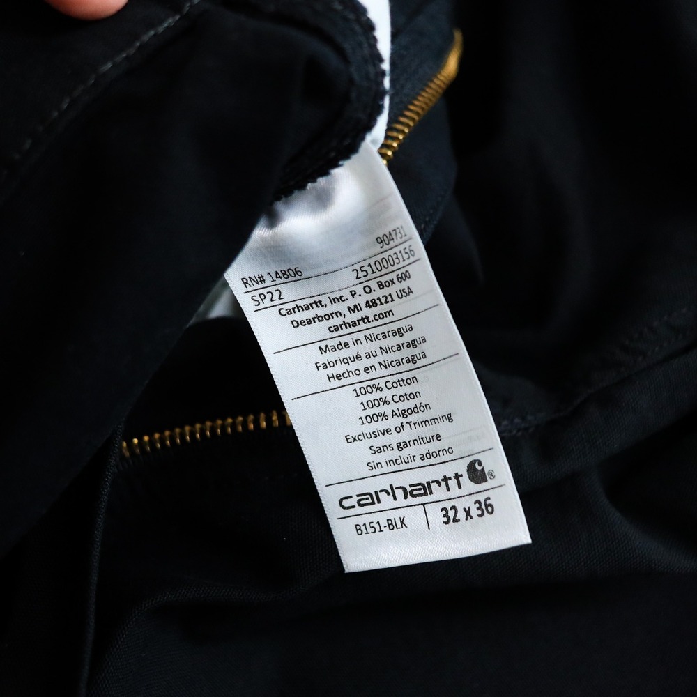 Carhartt B151-BLK Carpenter Pants Men 32x36 Black Cotton Canvas Utility Dungaree - Picture 8 of 11